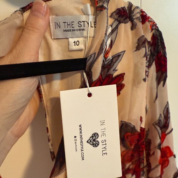 MEGGAN GRUBB NUDE FLORAL DEVORÉ WRAP FRONT TIE BACK BODYSUIT Size 6 - Picture 8 of 8